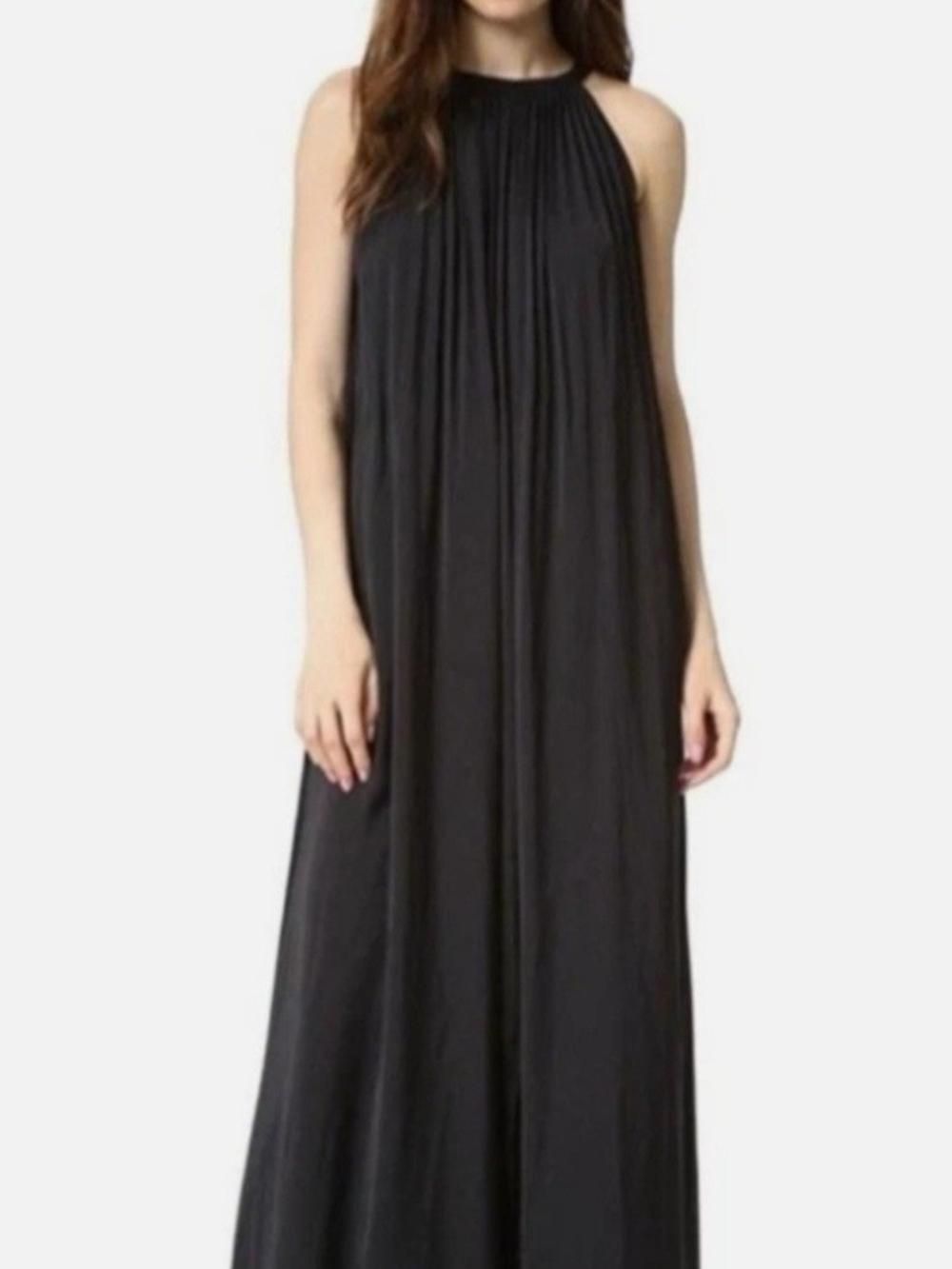 Express Black Pleated Halter Midi Dress